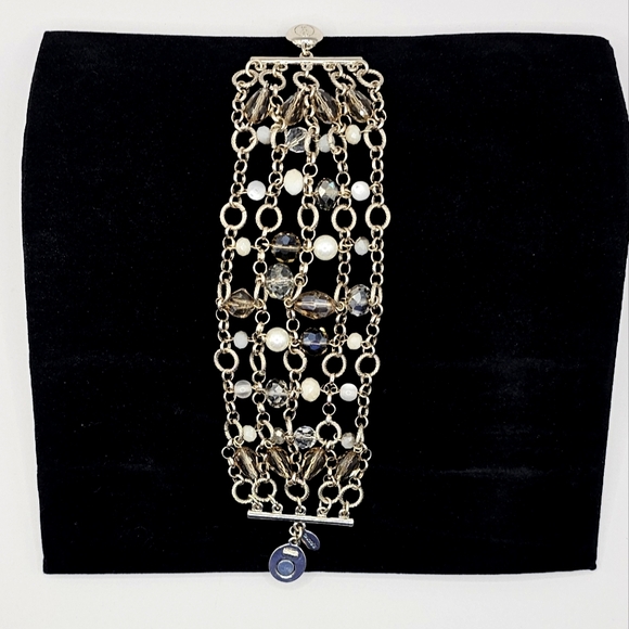 CHICO'S Silver-toned Glass And Faux Pearl Beaded‎ Bracelet - Picture 9 of 9